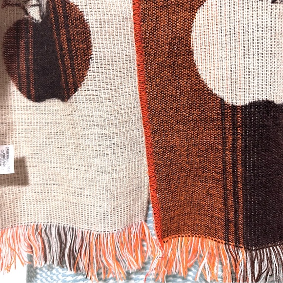 Natural Grocers Apple Logo Wool Scarf w/ Fringe Geometric Print Knit Scarf. - Picture 3 of 6
